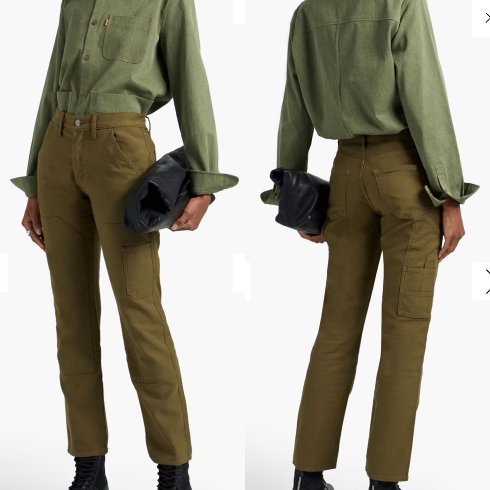 Frame Le Slouch Utility Carpenter Patch Army Green Straight Leg Pants- Sz 27 🧡🎀